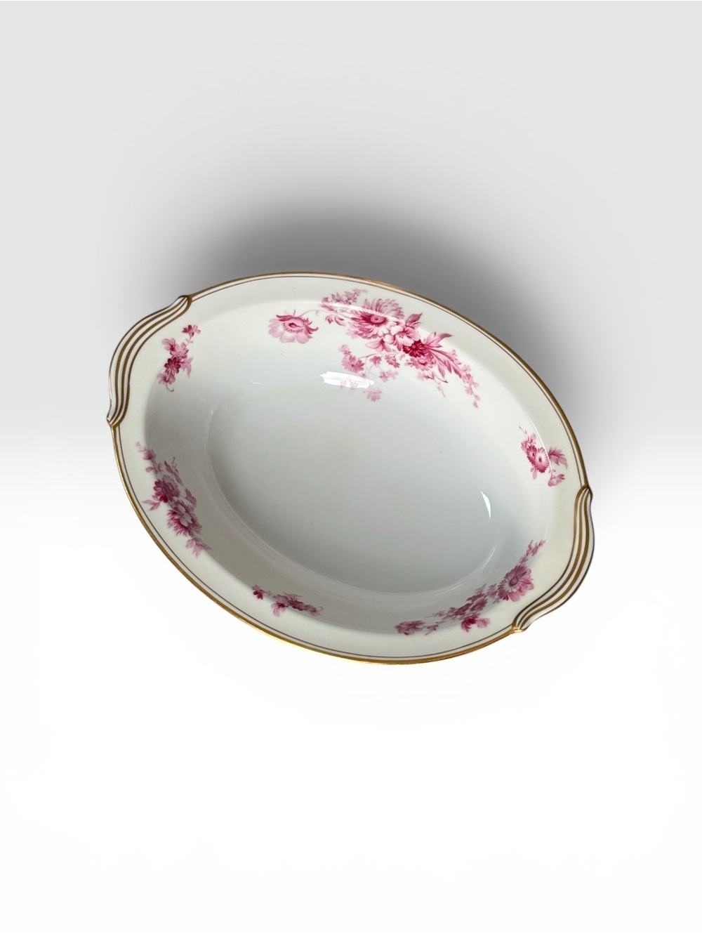 Noritake Vintage Pink Chrysanthemum China Japan Serving Bowl Dish Gold Trim
